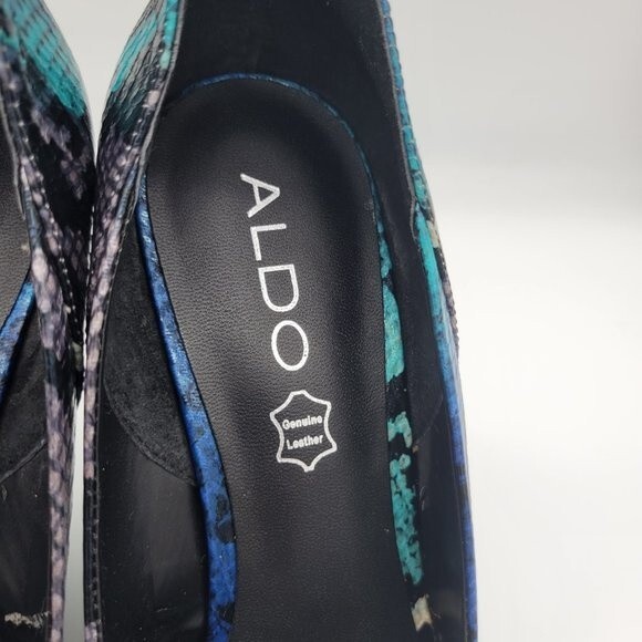 Aldo Forwood-6 Blue Croc High Wedge Heel in original box Size 9 - Picture 4 of 11